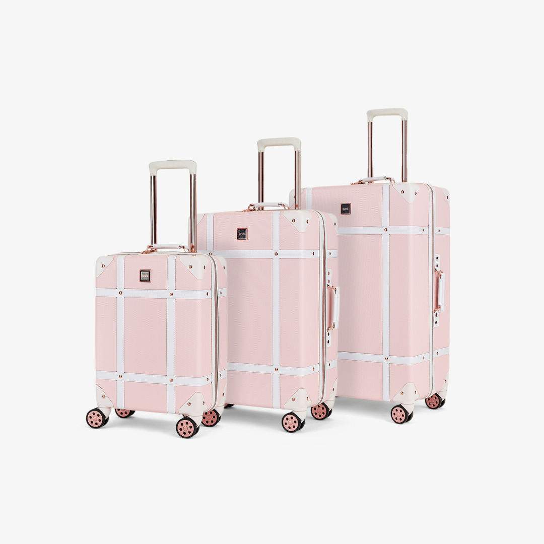 Vintage Set of 3 Suitcases in Baby Pink