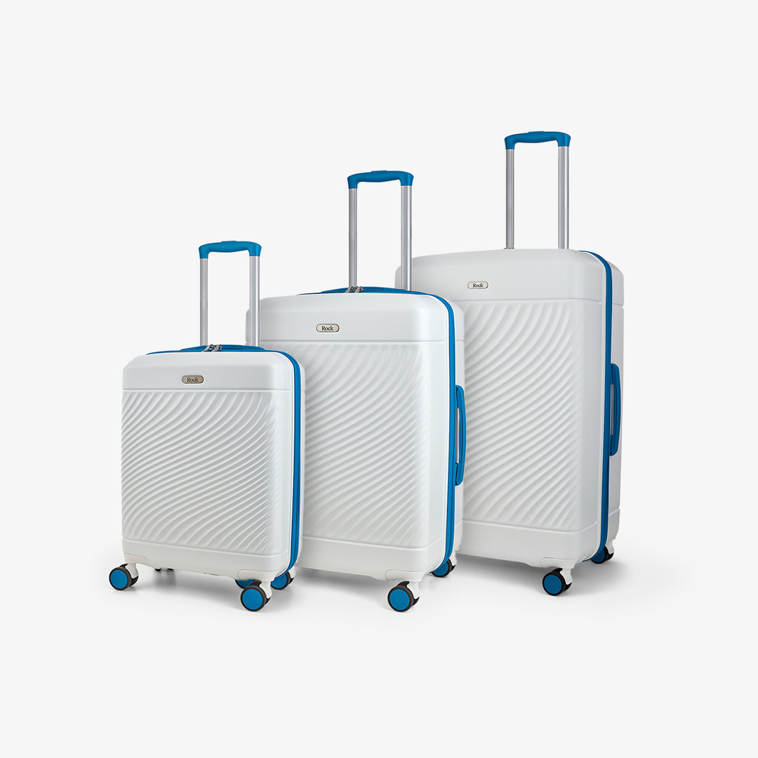 Love Island Set of 3 Suitcases in White + Blue