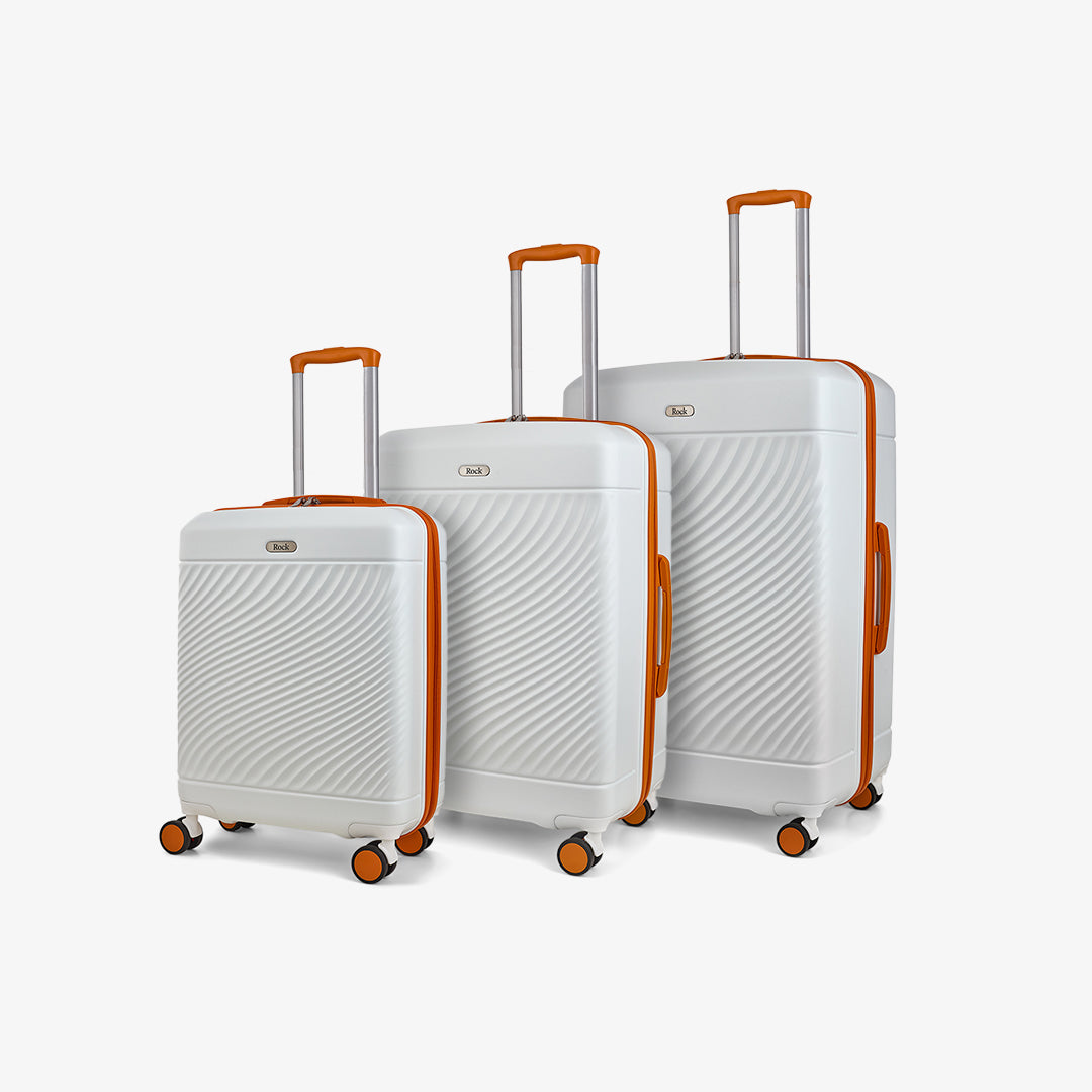 Love Island Set of 3 Suitcases in White + Orange