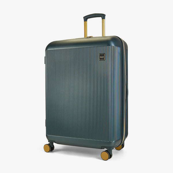 Aria Large Suitcase in Dark Green + Gold