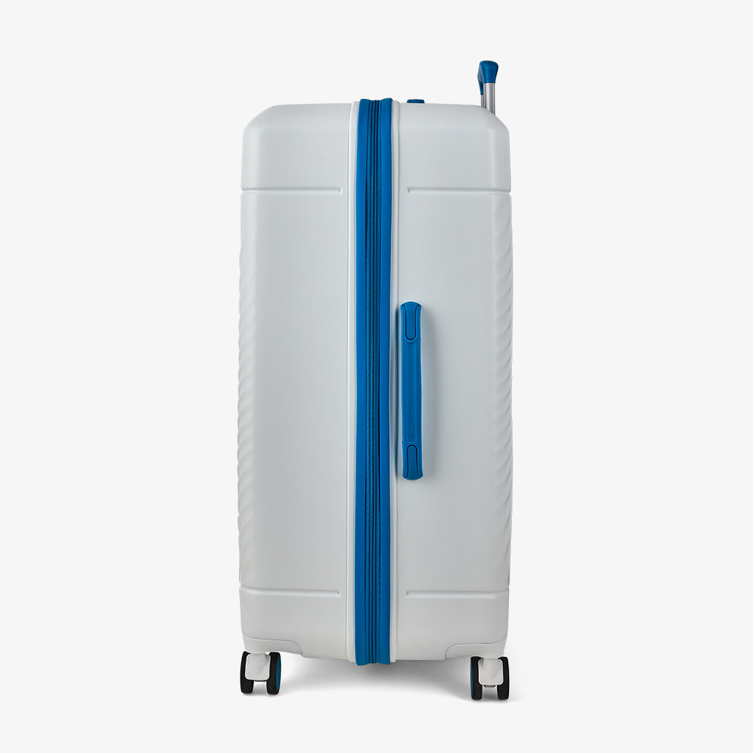 Love Island Large Suitcase in White + Blue