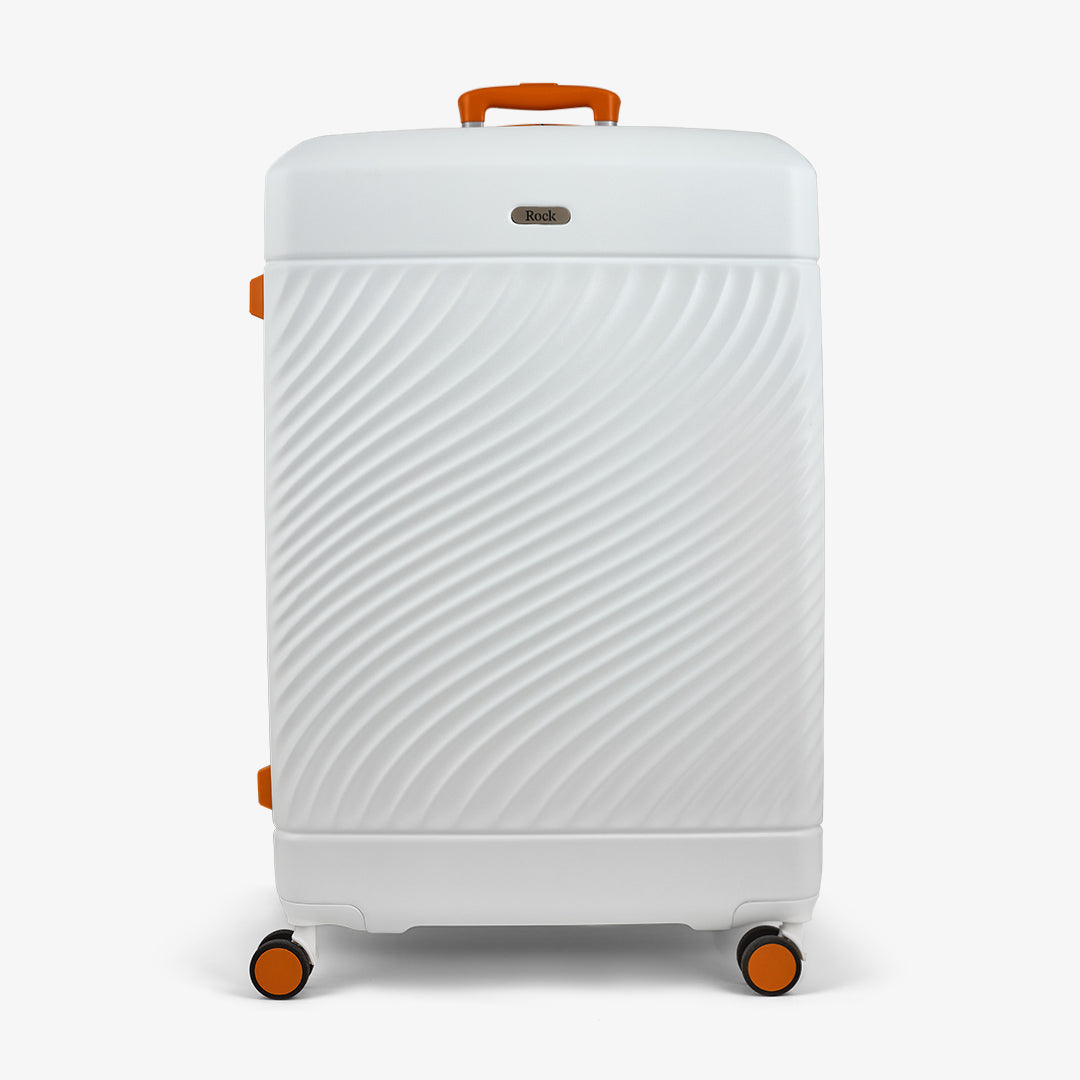 Love Island Large Suitcase in White + Orange