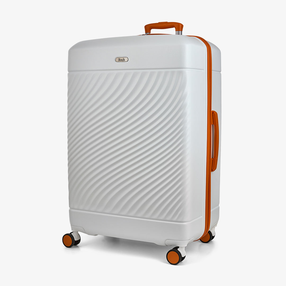 Love Island Large Suitcase in White + Orange