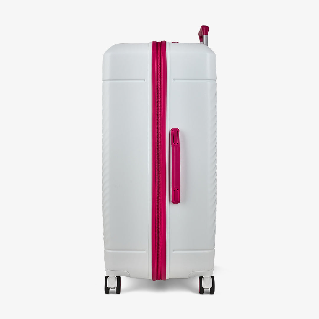 Love Island Large Suitcase in White + Pink
