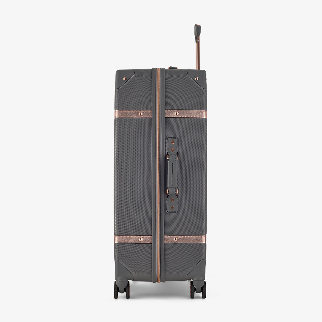 Vintage Set of 3 Suitcases in Charcoal + Rose Gold