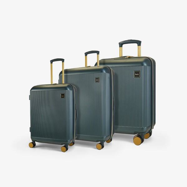 Aria Set of 3 Suitcase in Dark Green + Gold