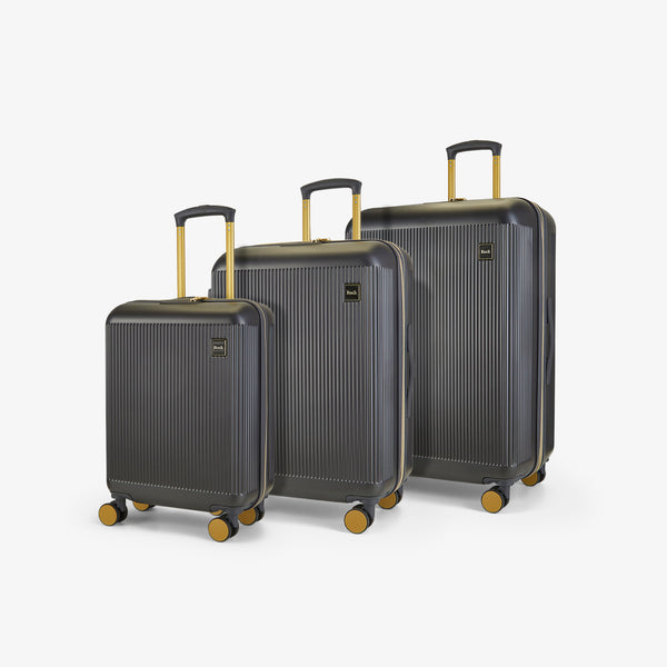Aria Set of 3 Suitcase in Charcoal + Gold