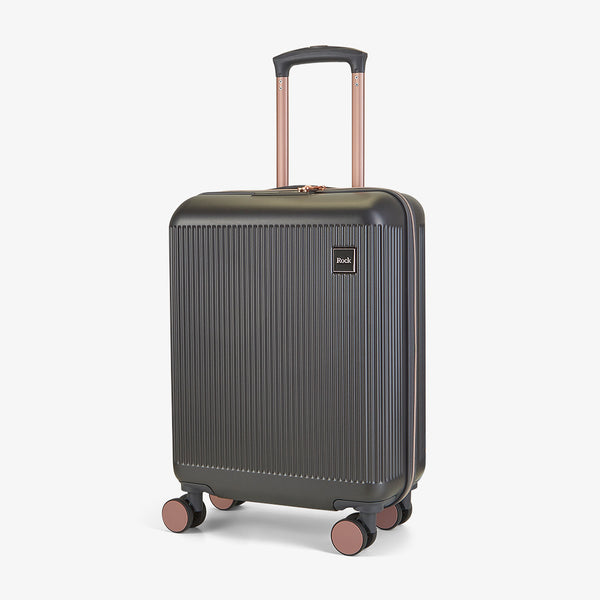 Aria Small Suitcase in Charcoal + Rose Gold