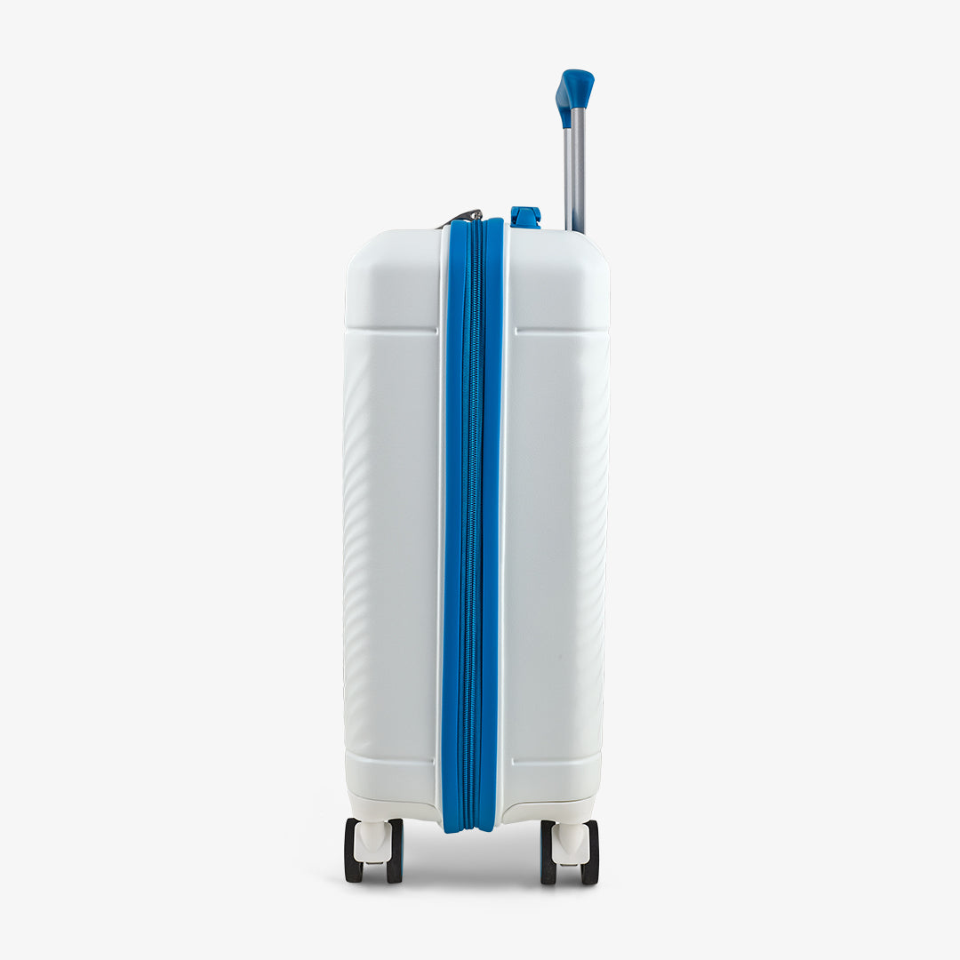 Love Island Small Suitcase in White + Blue