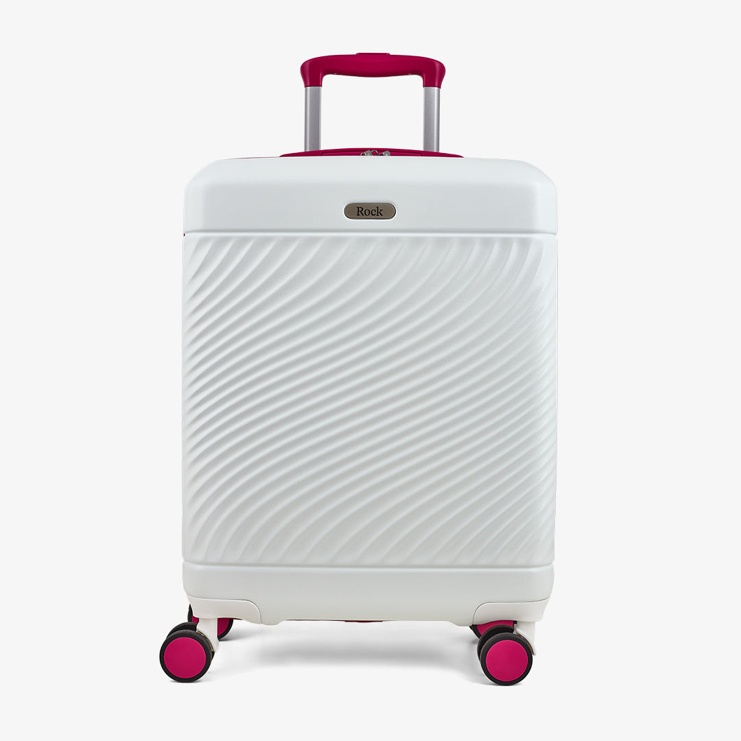 Love Island Small Suitcase in White + Pink