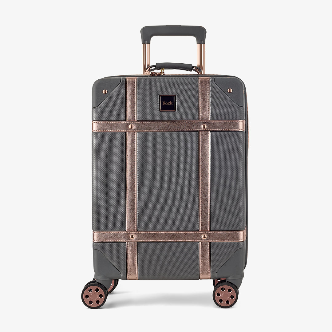Vintage Small Suitcase in Charcoal + Rose Gold