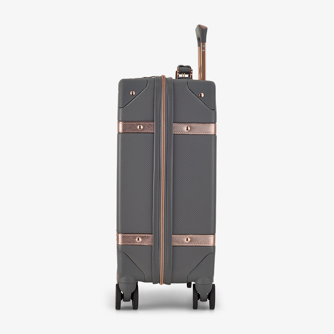 Vintage Small Suitcase in Charcoal + Rose Gold
