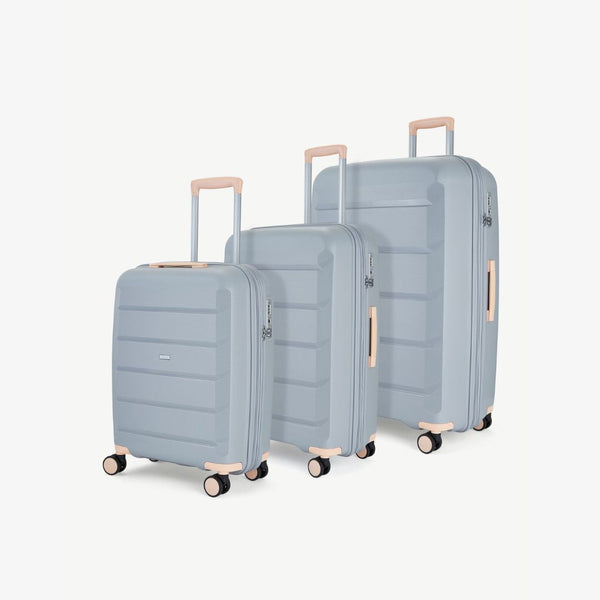 Tulum Set of 3 Suitcases in Grey + Peach