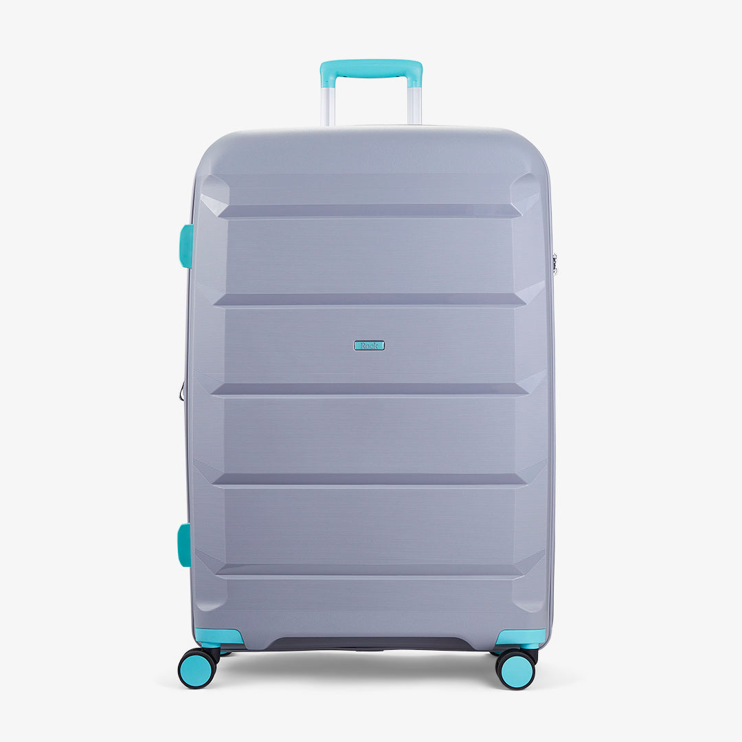 Tulum Set of 3 Suitcases in Grey + Aqua