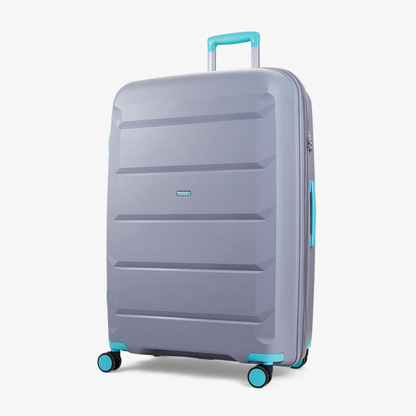 Tulum Large Suitcase in Grey + Aqua