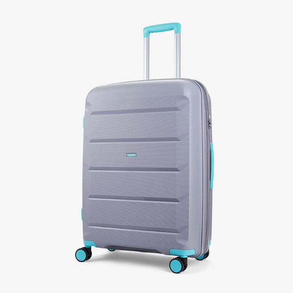Tulum Medium Suitcase in Grey + Aqua