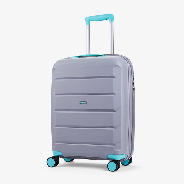 Tulum Small Suitcase in Grey + Aqua