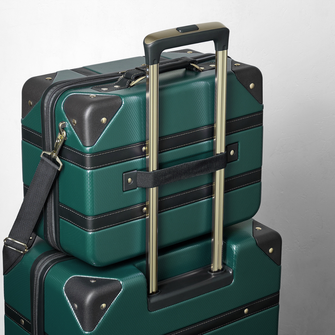 Vintage Set of 4 Suitcases in Emerald Green