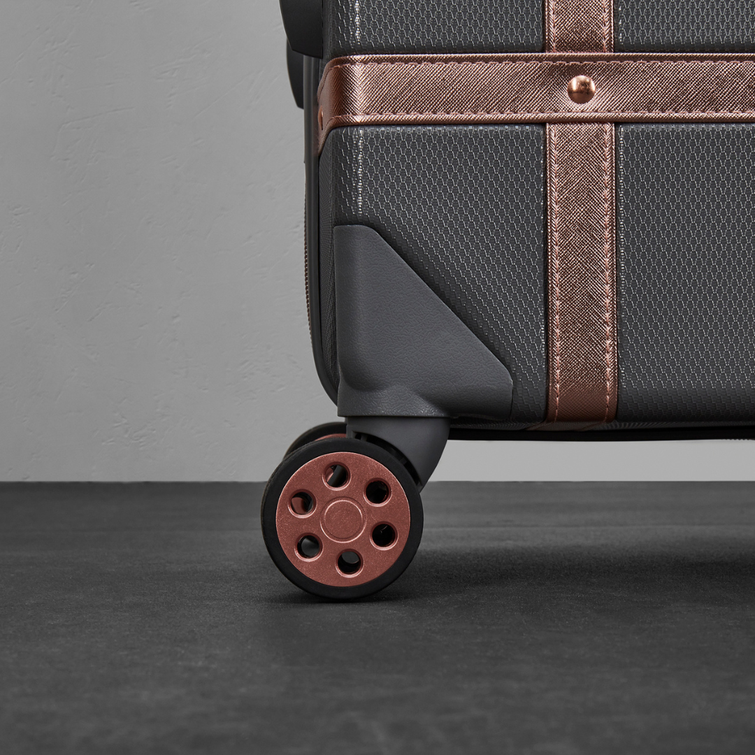 Vintage Set of 4 Suitcases in Grey + Rose Gold