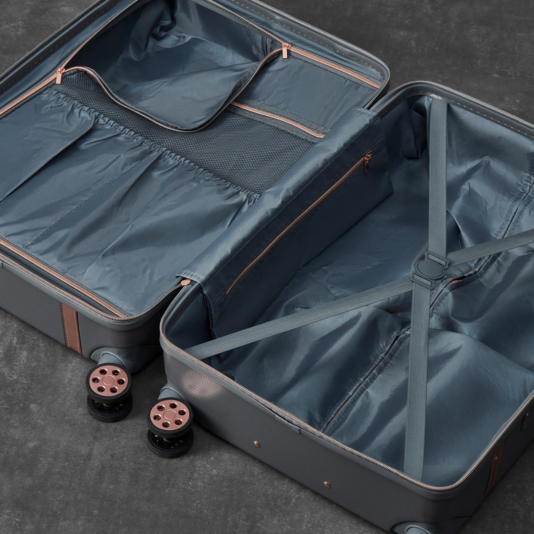 Vintage Medium Suitcase in Grey + Rose Gold