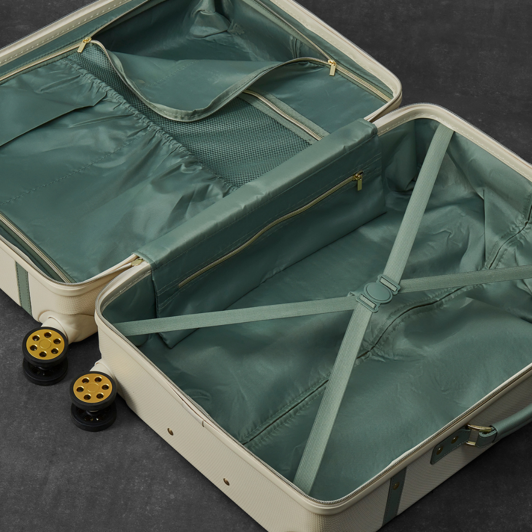 Vintage Set of 4 Suitcases in Cream + Sage