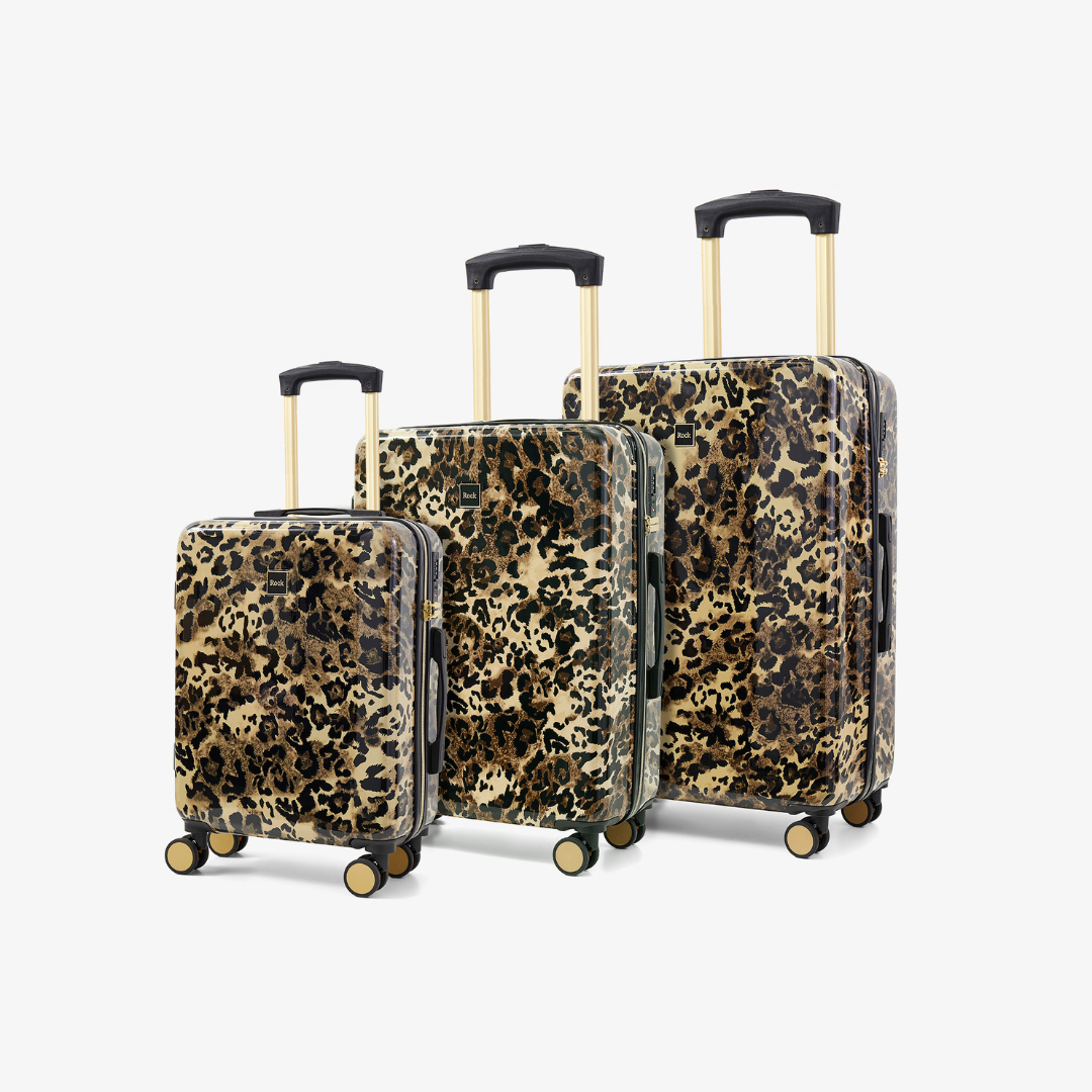 Savannah Set of 3 Suitcases in Gold Leopard