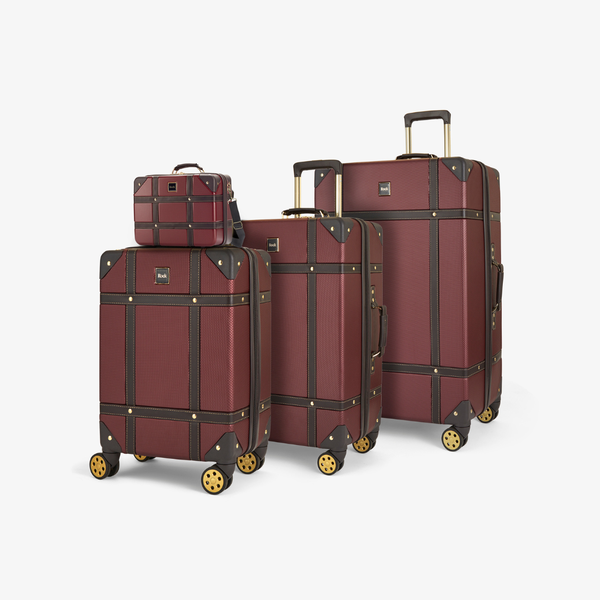 Vintage Set of 4 Suitcases in Burgundy