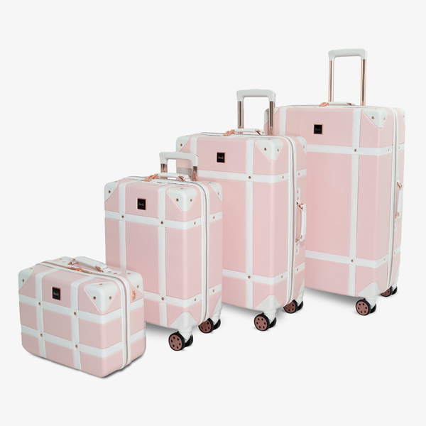 Vintage Set of 4 Suitcases in Baby Pink