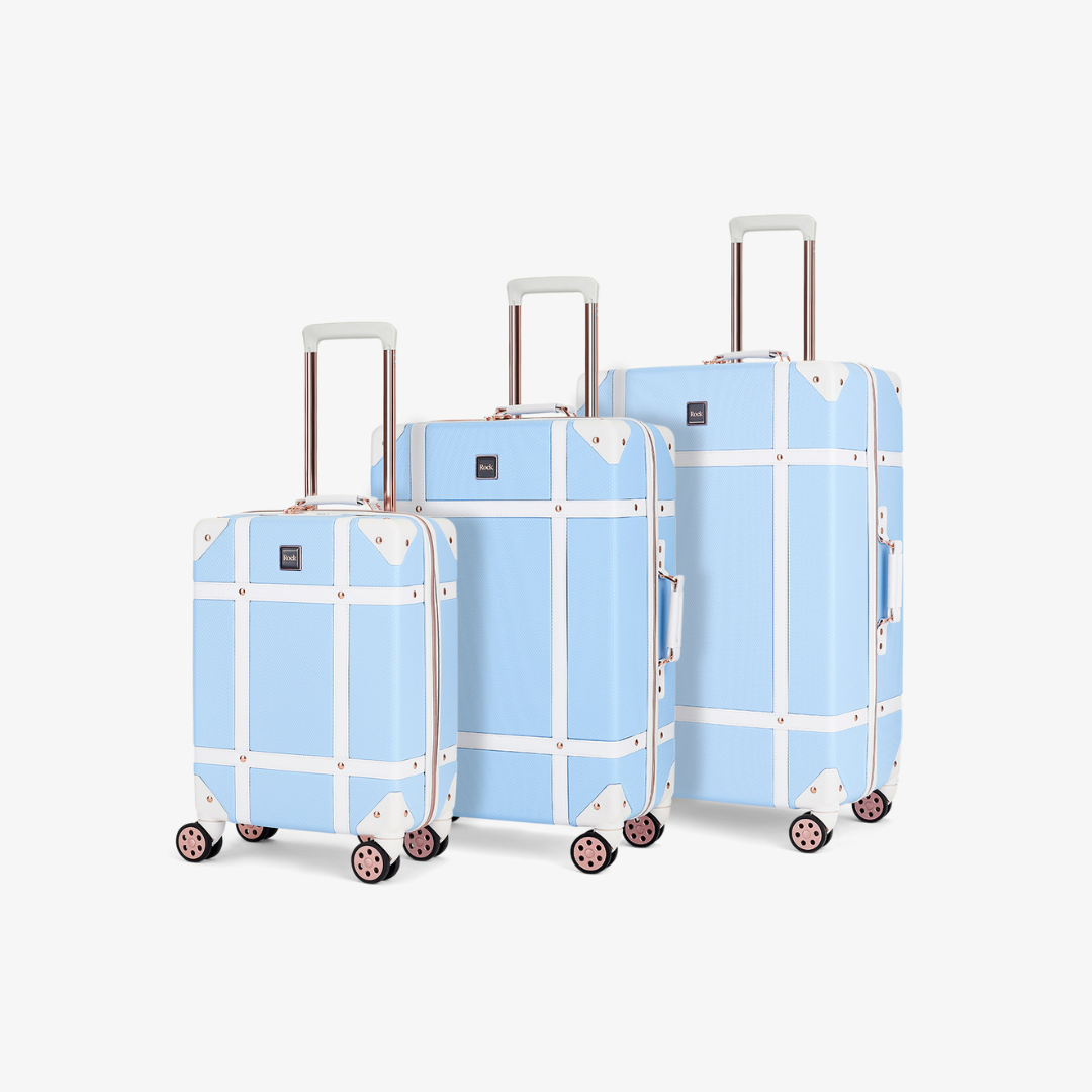 Vintage Set of Suitcases Sky Blue Rock Luggage