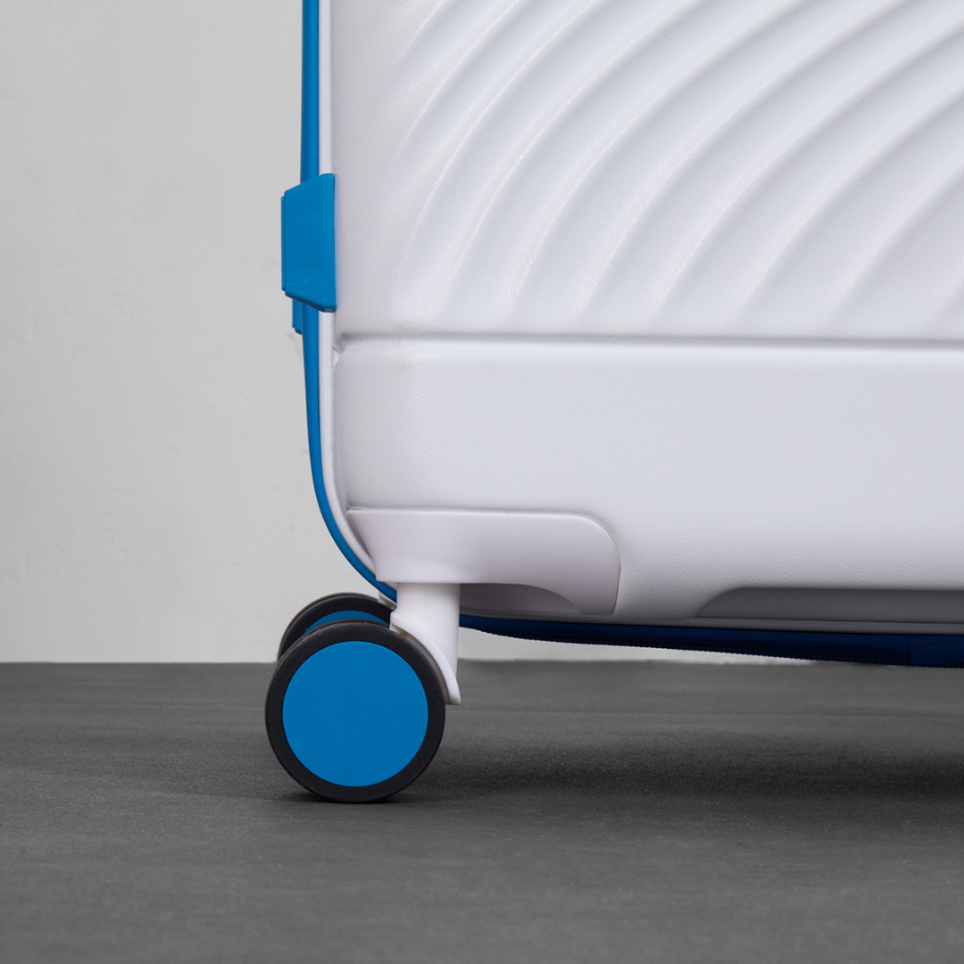 Love Island Large Suitcase in White + Blue