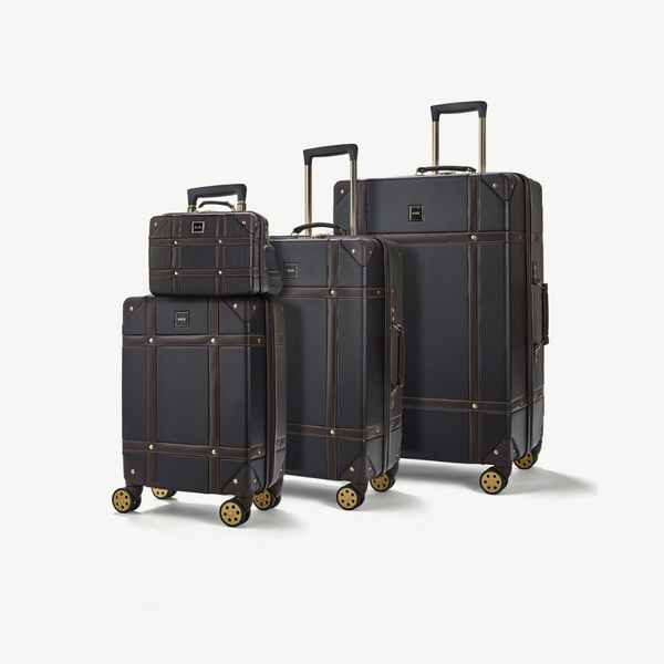 Vintage Set of 4 Suitcases in Black