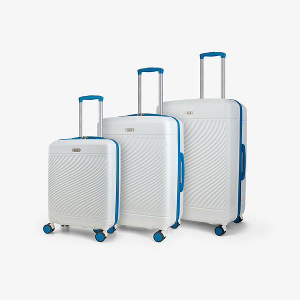 Love Island Set of 3 Suitcases in White + Blue