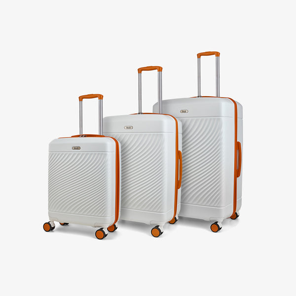 Love Island Set of 3 Suitcases in White + Orange