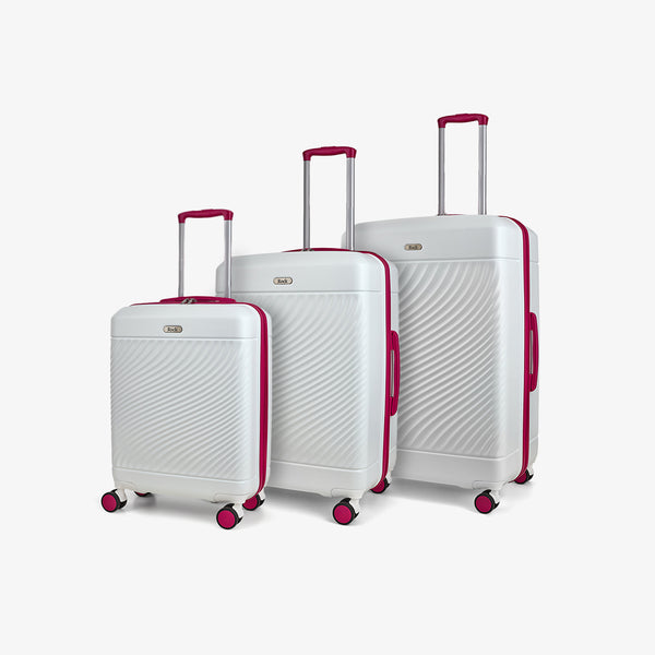 Love Island Set of 3 Suitcases in White + Pink