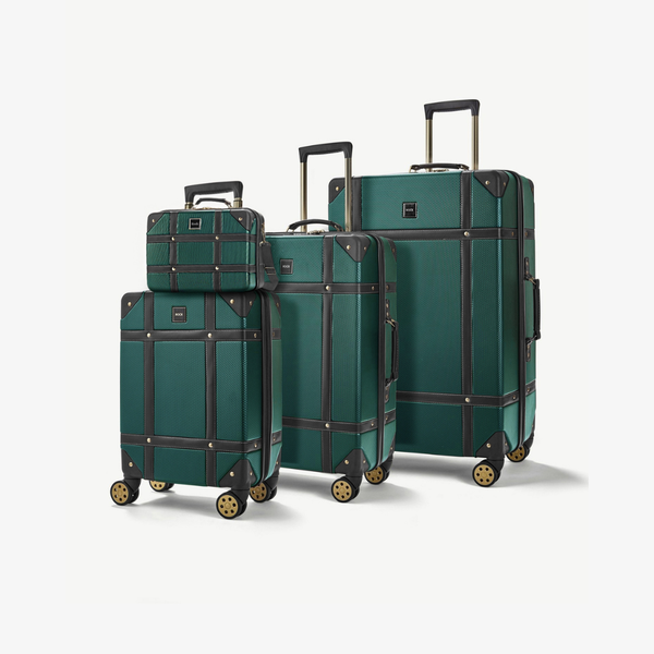 Vintage Set of 4 Suitcases in Emerald Green