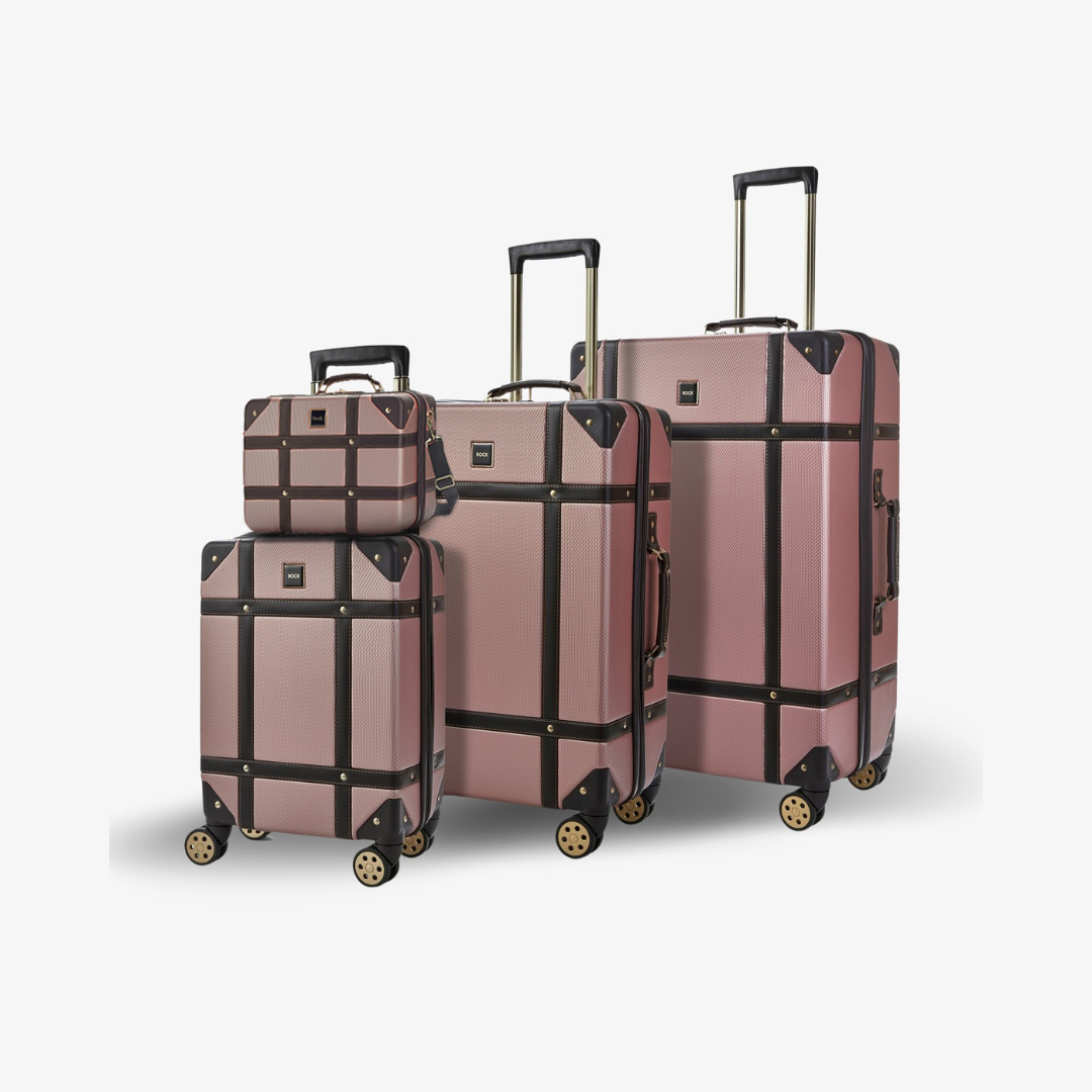 Vintage Set of 4 Suitcases in Rose Pink