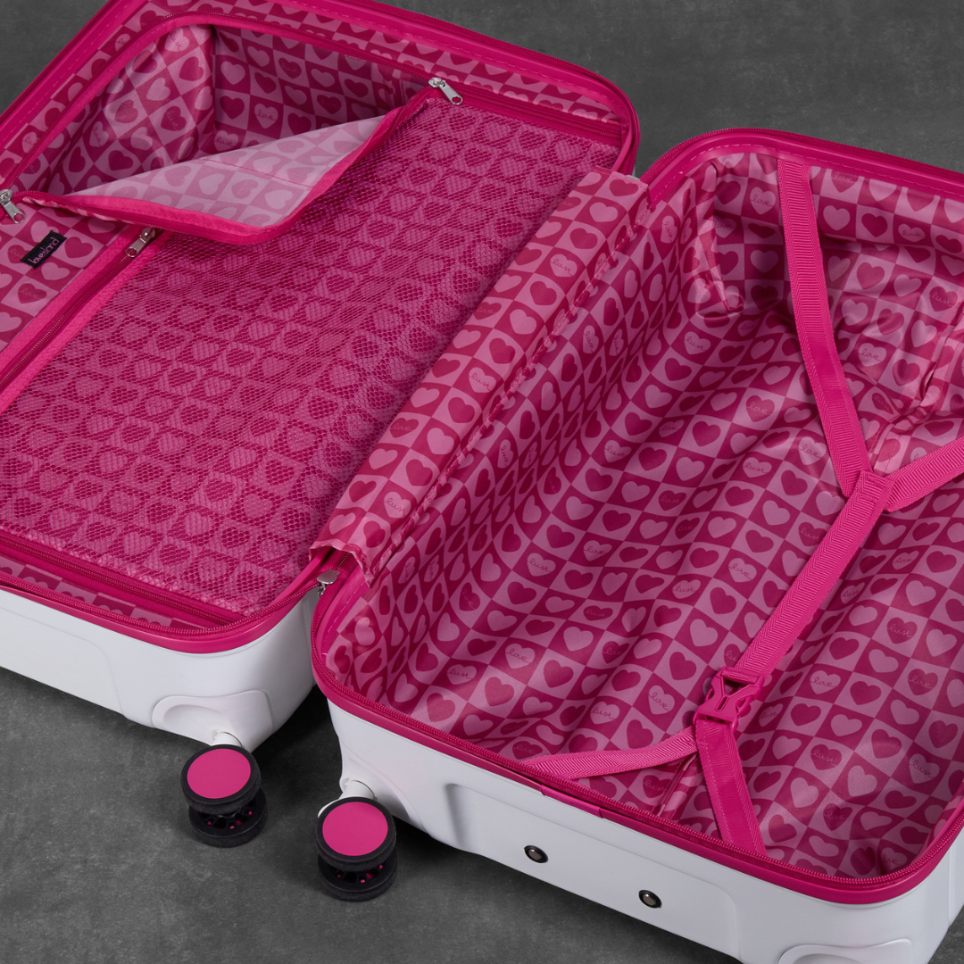 Love Island Small Suitcase in White + Pink