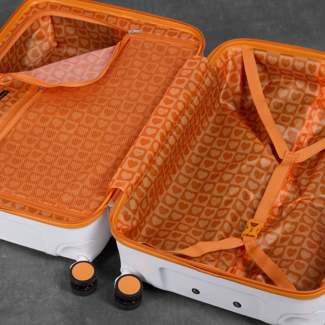 Love Island Small Suitcase in White + Orange