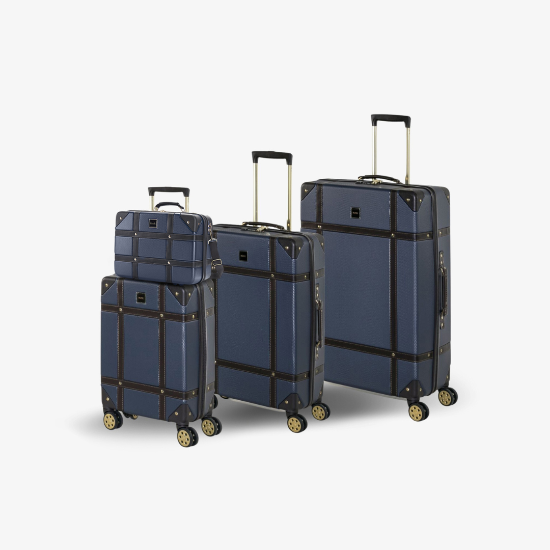Vintage Set of 4 Suitcases in Navy