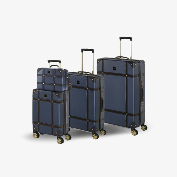 Vintage Set of 4 Suitcases in Navy