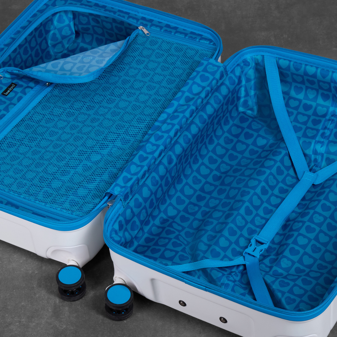 Love Island Set of 3 Suitcases in White + Blue