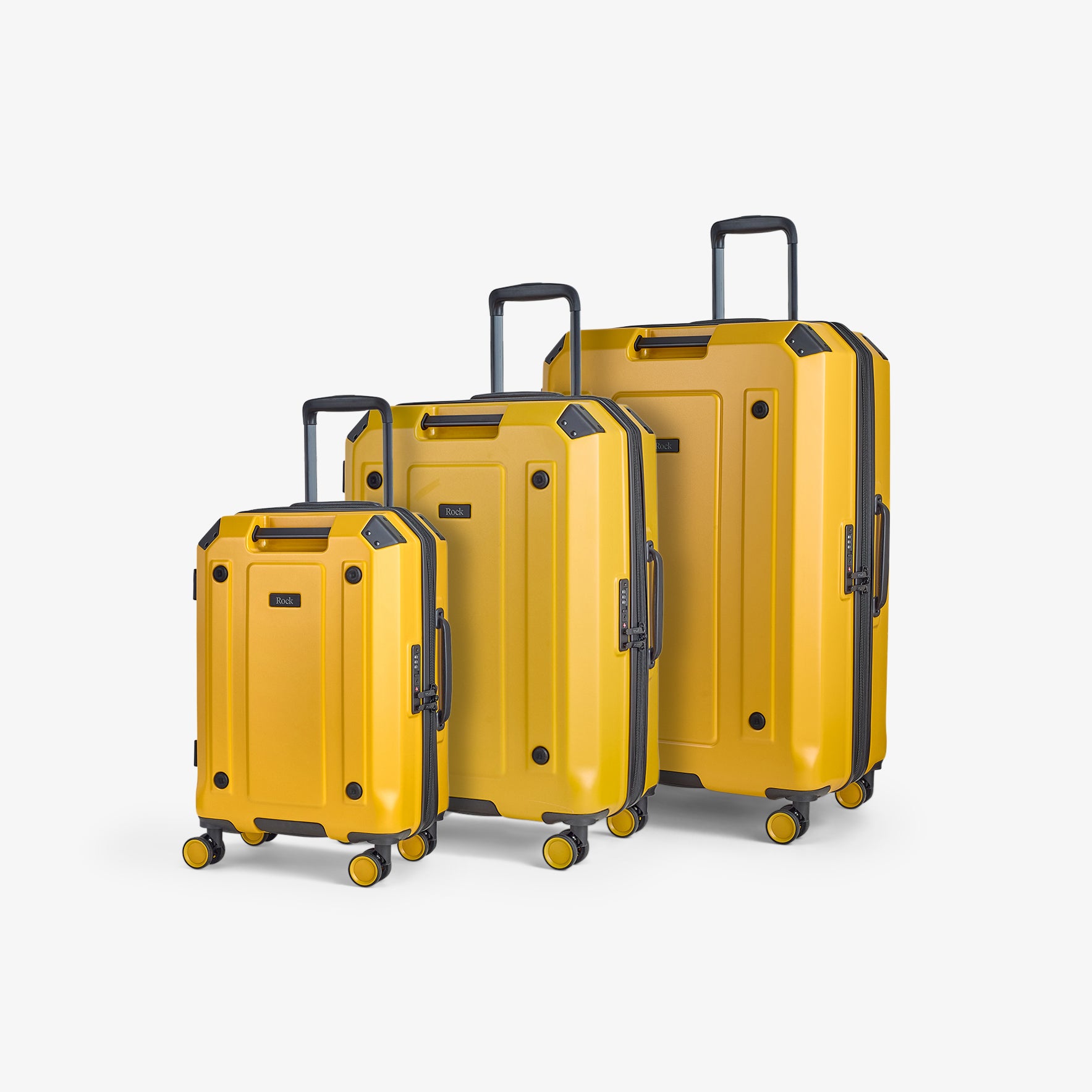 Alpine Set of 3 Suitcases | Yellow | Rock Luggage