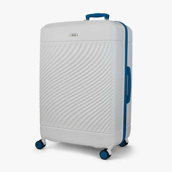 Love Island Large Suitcase in White + Blue