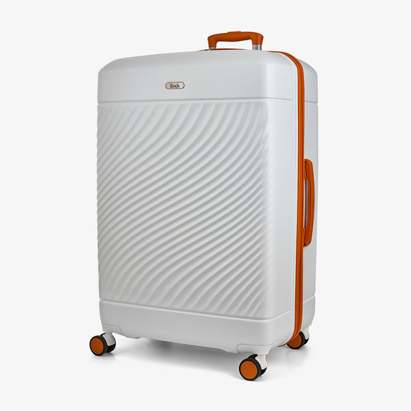 Love Island Large Suitcase in White + Orange