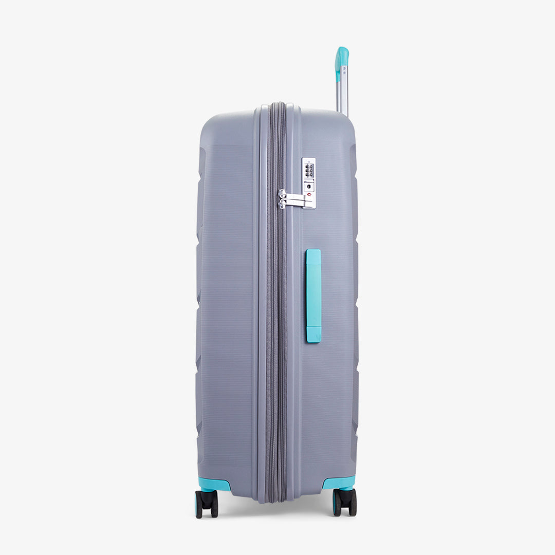 Tulum Set of 3 Suitcases in Grey + Aqua