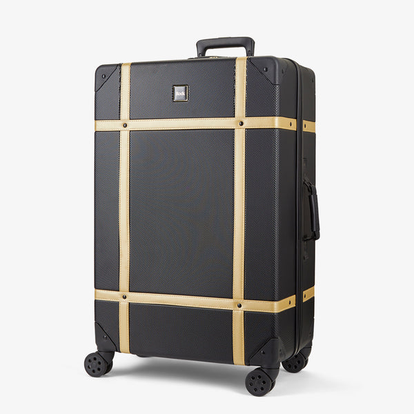 Vintage Large Suitcase in Black + Gold