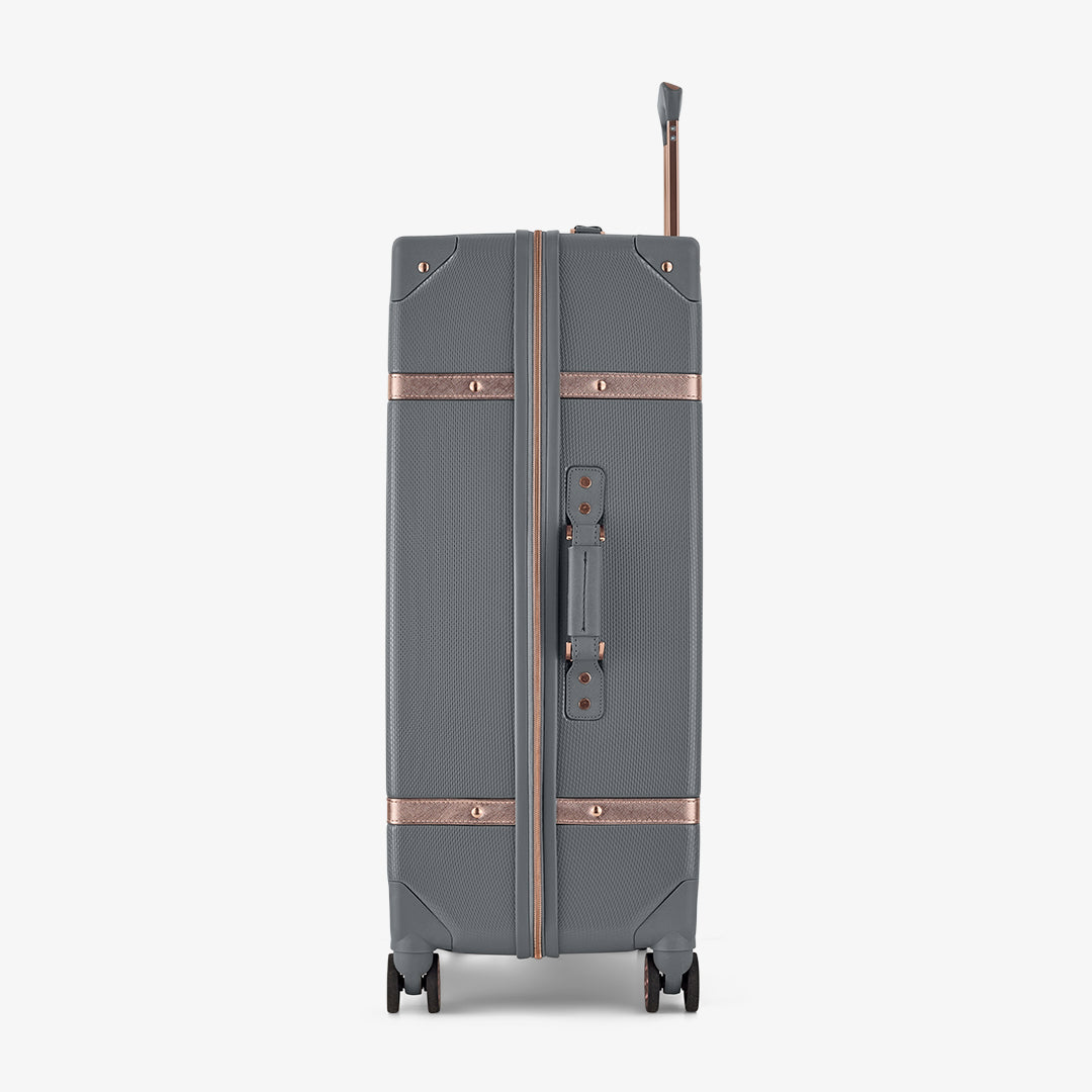 Vintage Large Suitcase in Grey + Rose Gold
