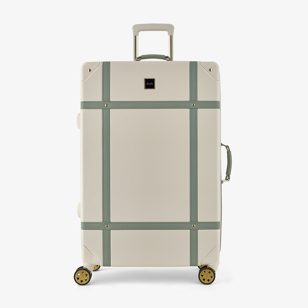 Vintage Set of 3 Suitcases in Cream + Sage
