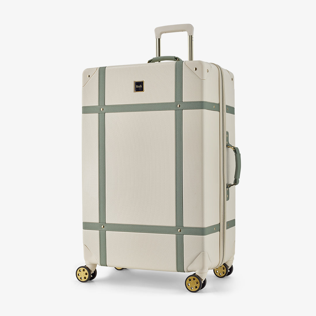 Vintage Set of 3 Suitcases in Cream + Sage