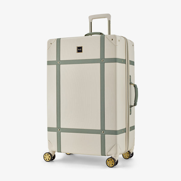 Vintage Large Suitcase in Cream + Sage